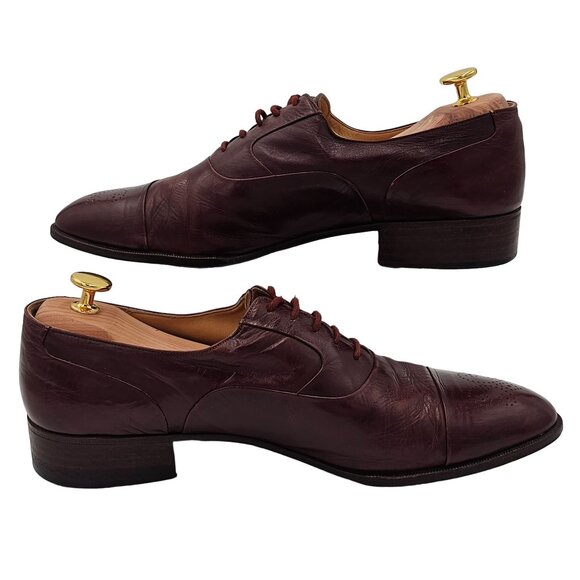 Vintage Bally Italy Dress Shoes Mens size 10.5 Burgundy Calfskin Leather Oxfords - Picture 6 of 11
